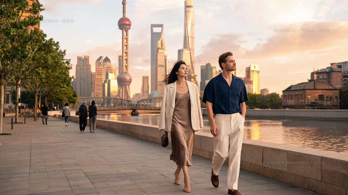 The Lujiazui financial district skyline of Shanghai at golden hour, where year-end bonuses and income tax get calculated each spring