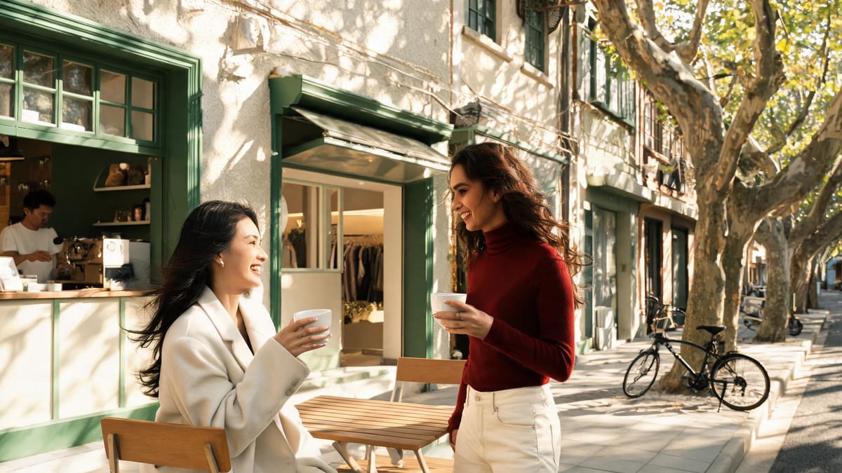 Cafes and independent shops on the plane-tree streets of Xuhui