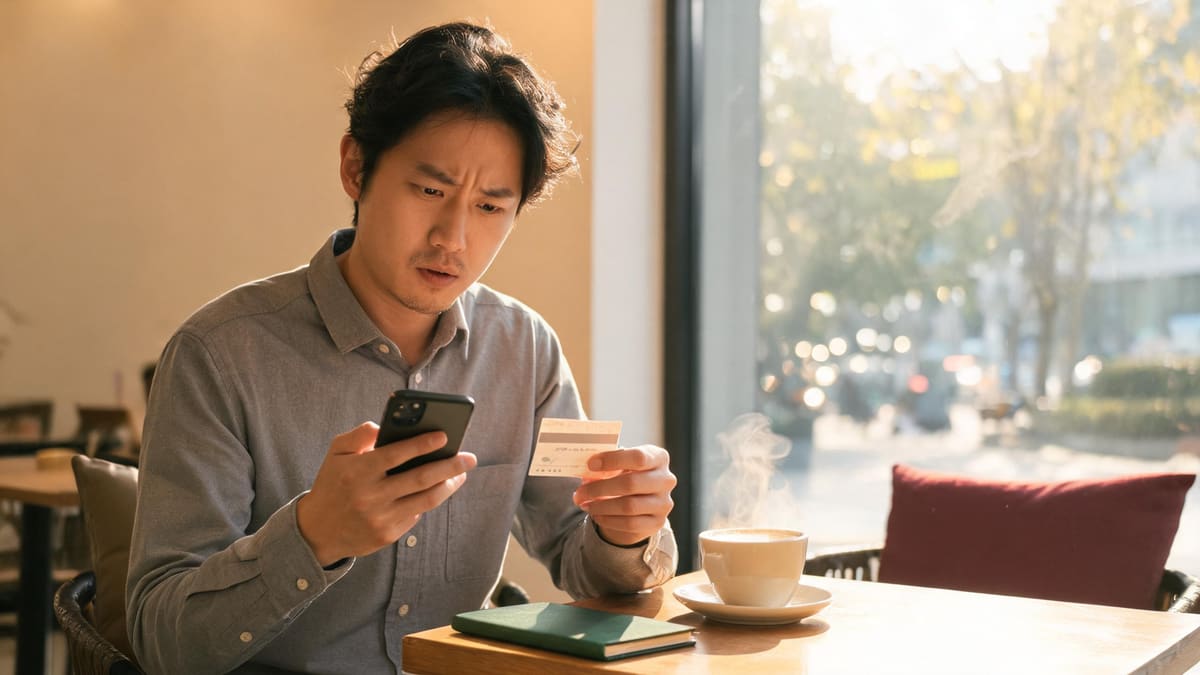 A foreign employee in Shanghai comparing his physical social security card with the electronic version on his phone