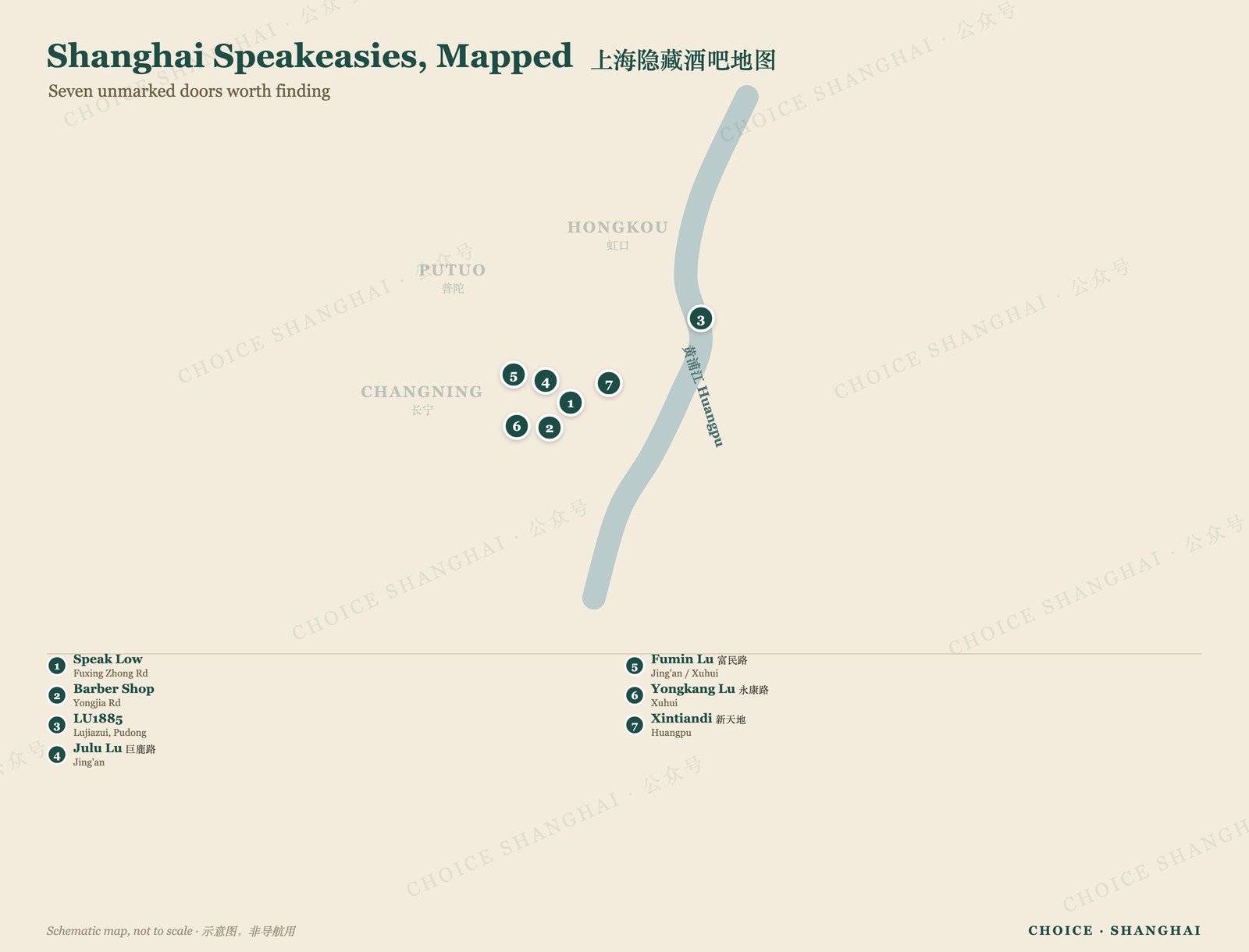 Map of Shanghai speakeasy bars behind unmarked doors