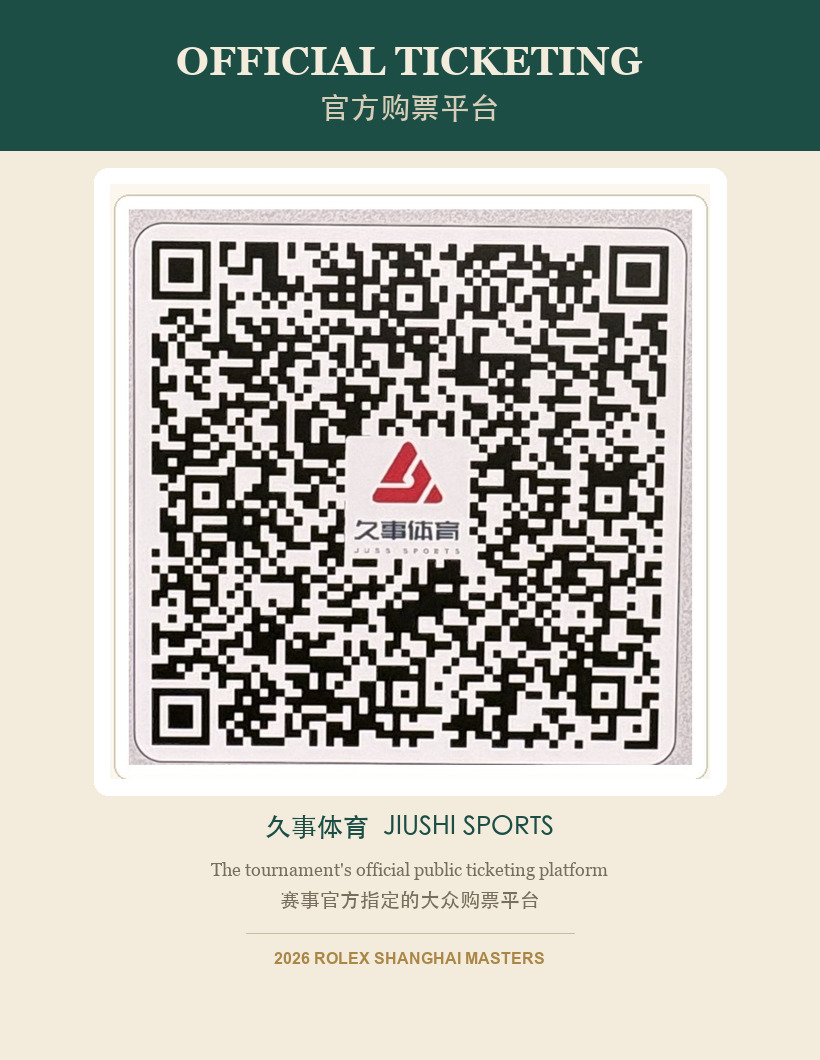 The official public ticketing platform QR for the Shanghai Masters, Jiushi Sports