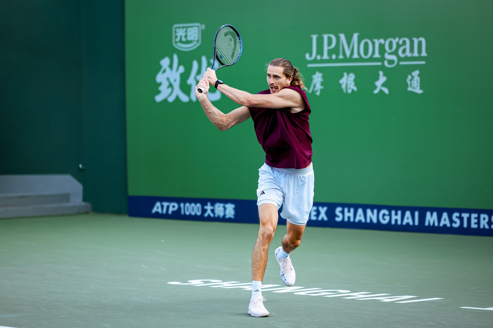 Alexander Zverev hitting a backhand at the 2026 Shanghai Masters