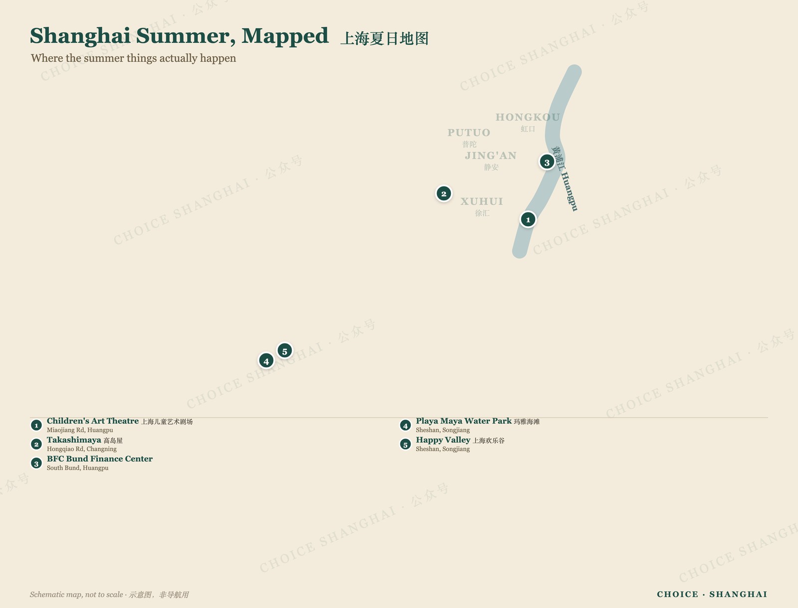 Map of Shanghai summer activities and venues