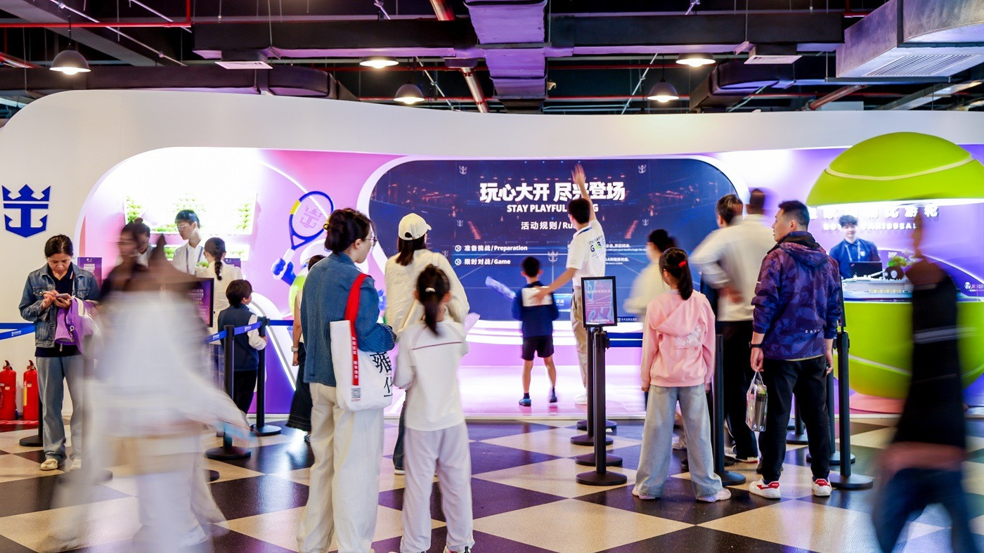 Visitors at the Royal Caribbean pop-up in the Retail Pavilion at the Shanghai Masters