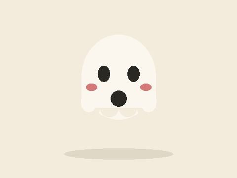 ふわふわ揺れるフレンドリーなおばけのイラスト、ハロウィンのちょっとしたアクセント