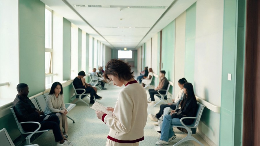 Waiting seats along the outpatient corridor of a large Chinese public hospital