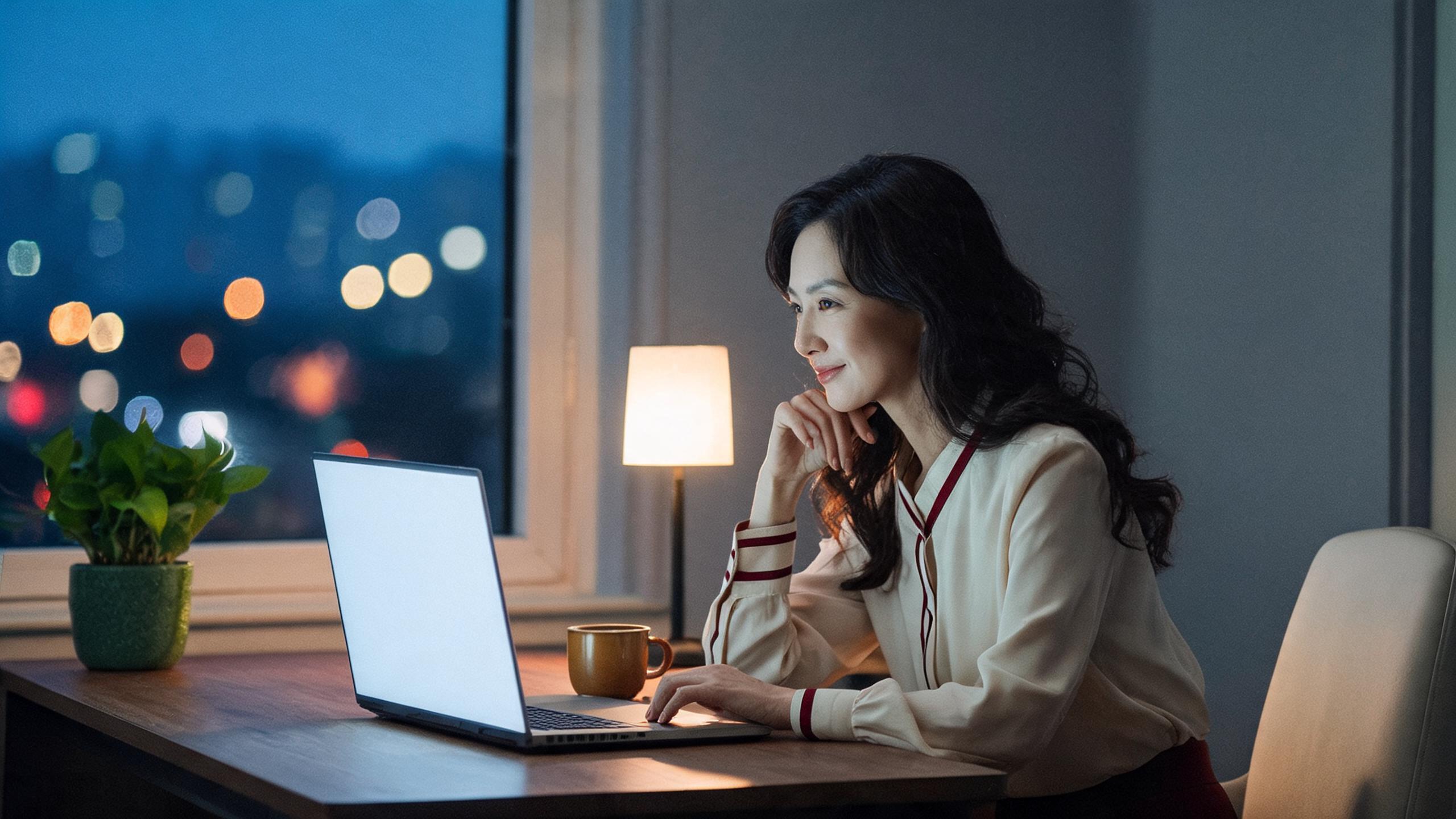 A woman thinking at a home desk in Shanghai while working through her China income tax position