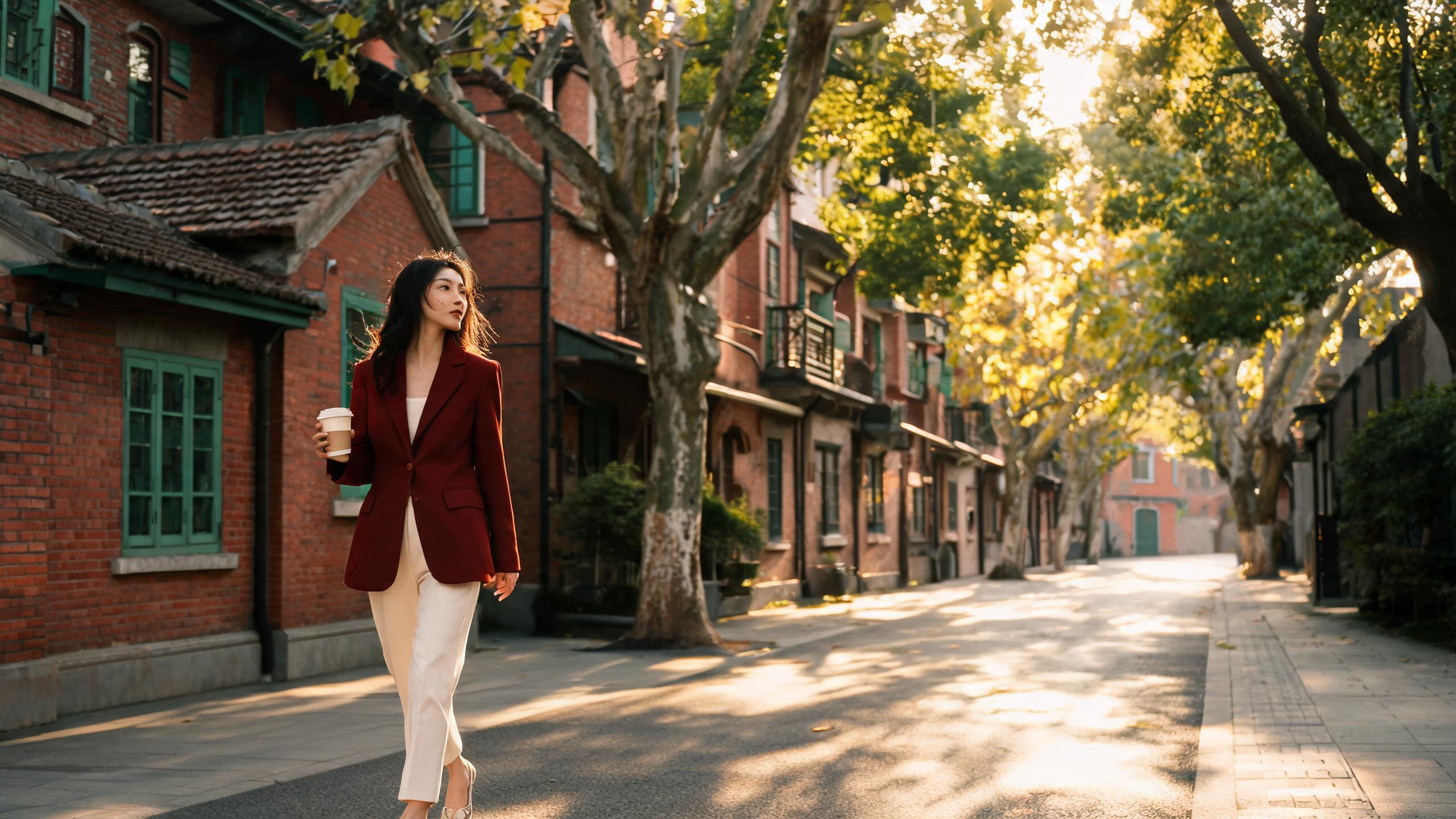 Quiet leafy Shanghai lane with low-rise apartments, an affordable neighborhood for remote workers