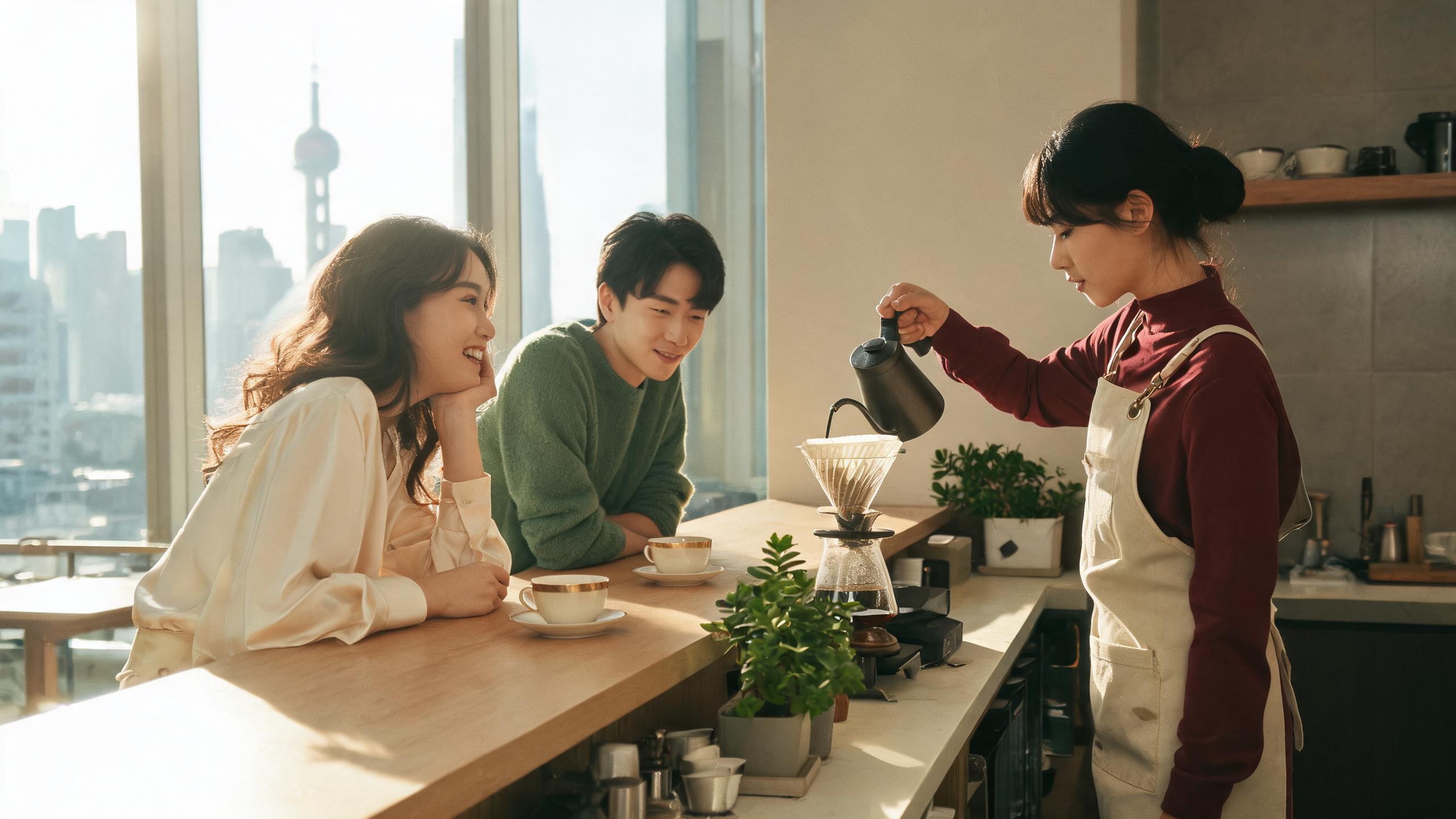 Pour-over coffee for two at a specialty cafe in Shanghai